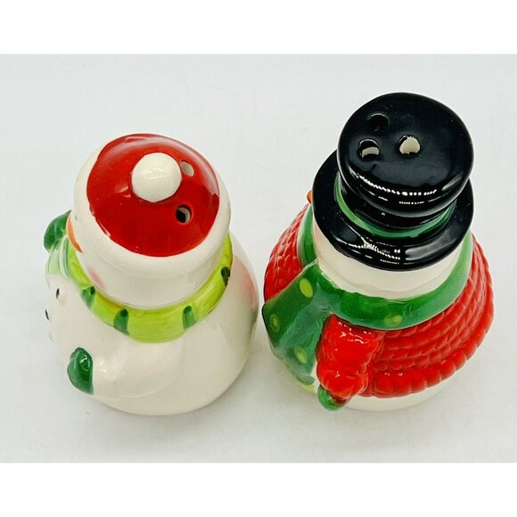 Celebrations By Mikasa Snowmen Salt Pepper Shakers Hand Painted Ceramic Winter - Picture 6 of 10
